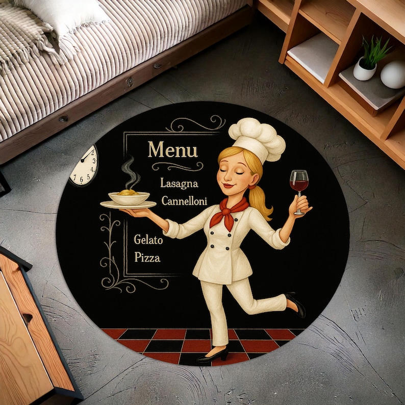 Home Cooking Menu - Tappeto da cucina rotondo da chef