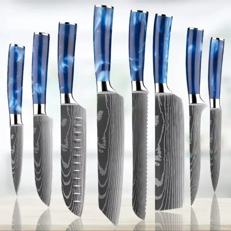 Home Cooking Japanese - Coltello Santoku giapponese in acciaio laser