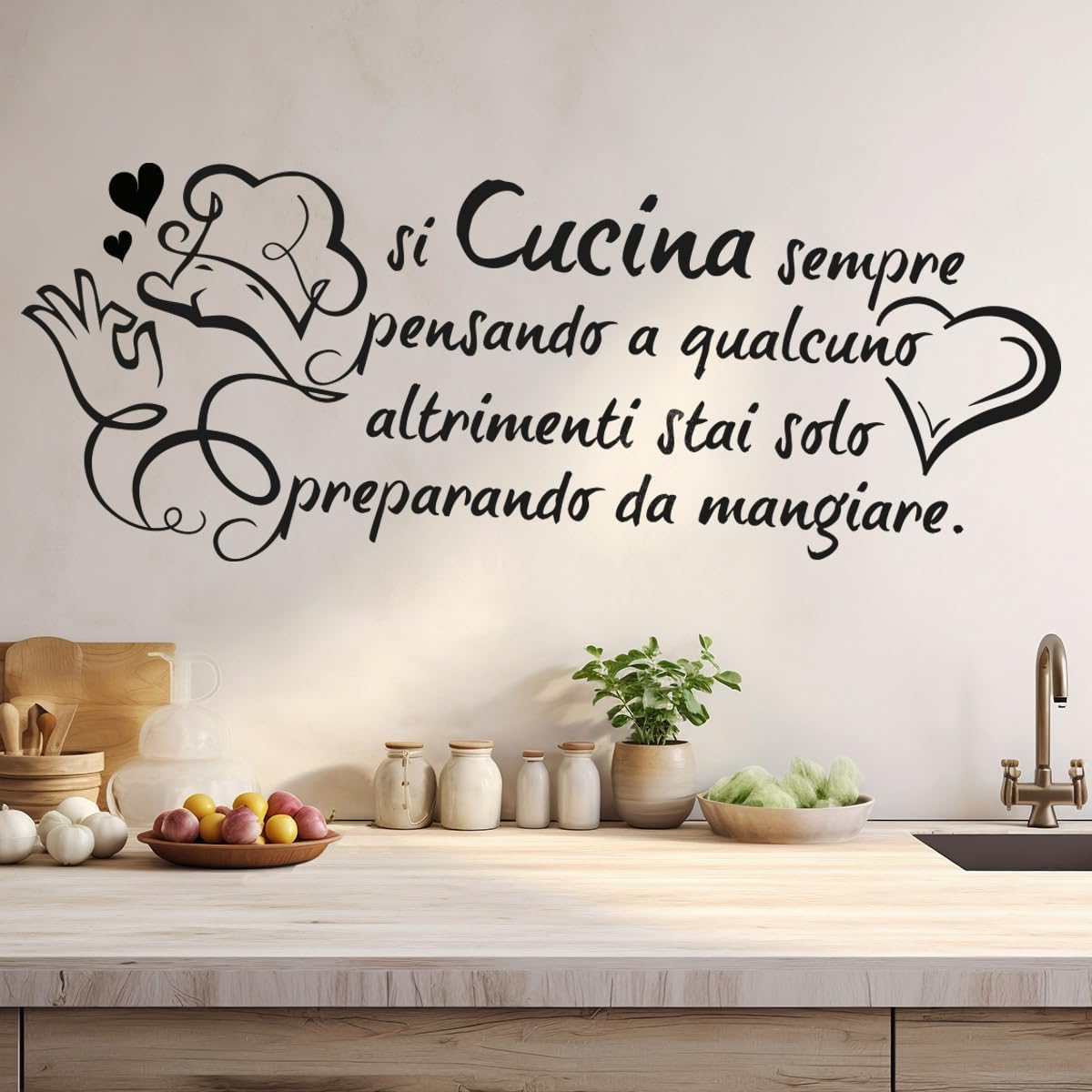Home Cooking Quotes - Adesivo Murale con Citazione su Cucina