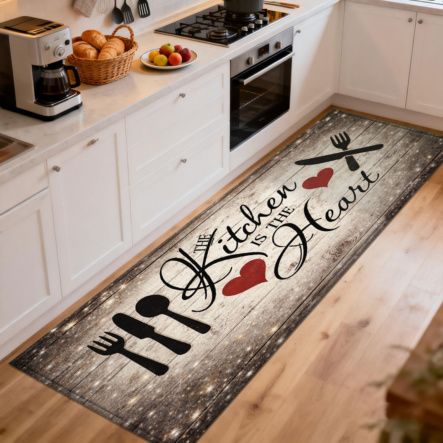 Home Cooking Quotes - Tappeto Rustico in Legno con Citazioni