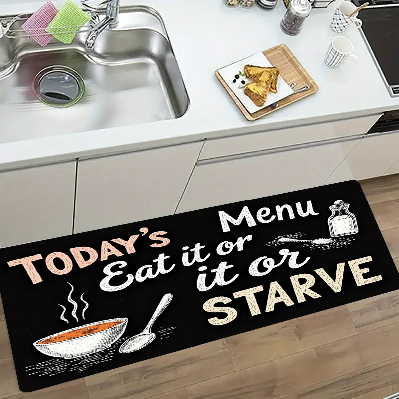 Home Cooking Menu - Tappeto antiscivolo nero effetto lavagna per